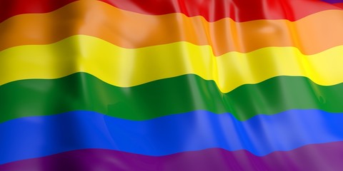 Rainbow flag waiving. 3d illustration