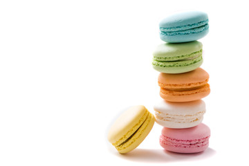 Macarons on white background