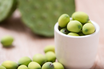 lotus seeds on wood background