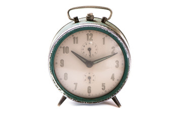 Old clock on white background