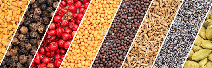 Various spice seeds collage