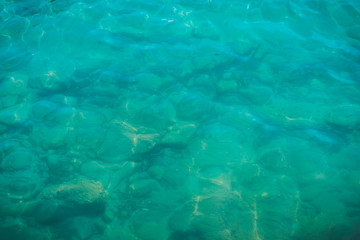 Fototapeta na wymiar Background of seawater with underwater rocks