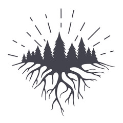 Vector illustration with mountains roots end forest. - 117062463