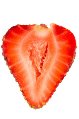 Strawberry slice isolated on white background