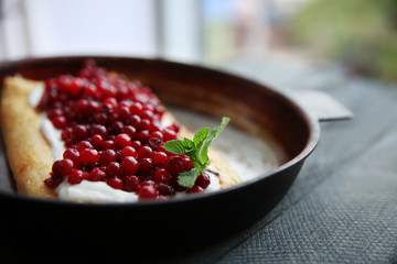 Delicious cranberry cake, closeup