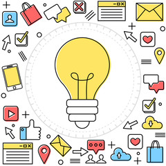 Idea bulb with technology business elements