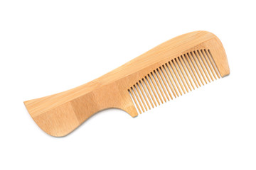 Barber wooden comb isolated on white
