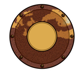 Grunge Circle Badge Old Rusty Iron Weel - 117064081