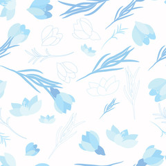 Seamless vector floral pattern with crocus flowers