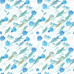 Seamless vector floral pattern with crocus flowers