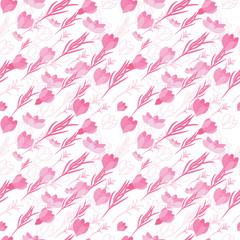 Seamless vector floral pattern with crocus flowers