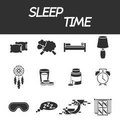 Sleep time icon set