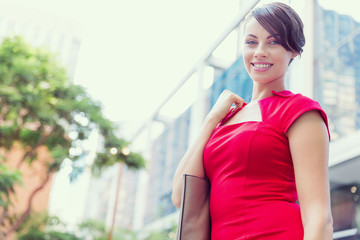 Portrait of businesswoman outside