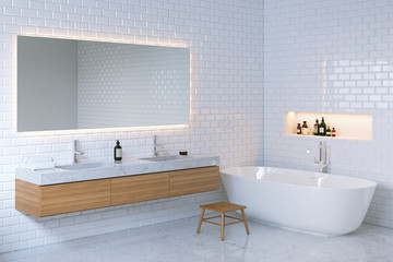 Minimalist elegance bathroom interior. 3d render.