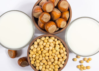 Different vegan milk - vegan food and drink.