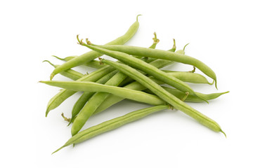 Green beans isolated on a white background.