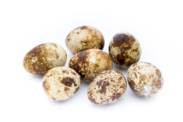 Quail eggs the isolated on a white background.