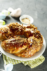 Sweet homemade bread with nuts and marmalade