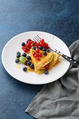 crepes with fresh berry and sauce