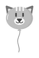 Color glossy cat face balloons party vector illustration. Round entertainment balloon holiday festival happy gift. Balloon beautiful toy party day celebrate, isolated helium carnival tool.