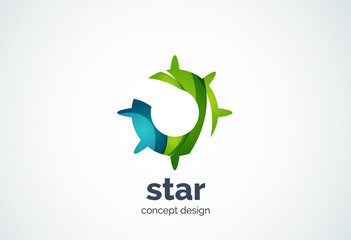 Sun logo template, shining star concept