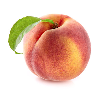 One Peach With Leaf