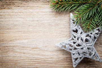 Wood texture with ornament and firtree.