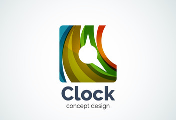 Clock logo template, time management business concept
