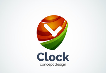 Clock logo template, time management business concept