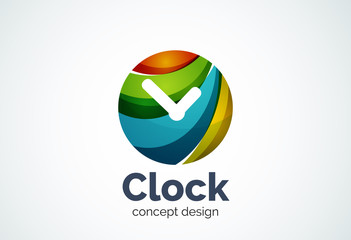 Clock logo template, time management business concept