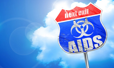 Aids virus concept background, 3D rendering, blue street sign