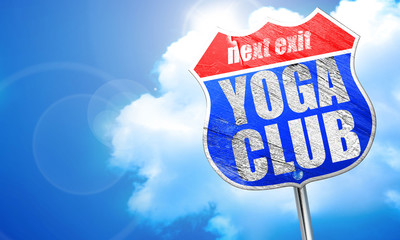 yoga club, 3D rendering, blue street sign