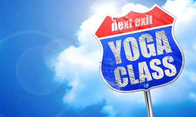 yoga class, 3D rendering, blue street sign