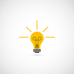 Light bulb icon. Creative idea, inspiration concept. Vector design element. Flat icon isolated on white background, eps 10.