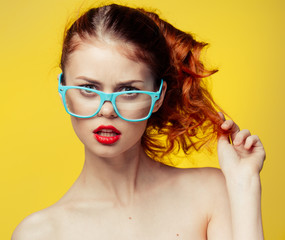 girl in blue glasses