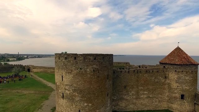 beautiful view on Akkerman fortress in Belgorod-Dniester, Ukraine, aerial shoot