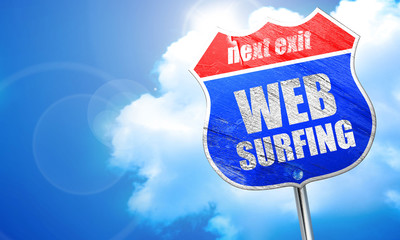 web surfing, 3D rendering, blue street sign