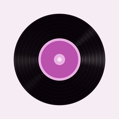 Vector illustration of vinyl record. Isolated on light background. EPS 10.