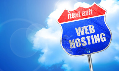 web hosting, 3D rendering, blue street sign