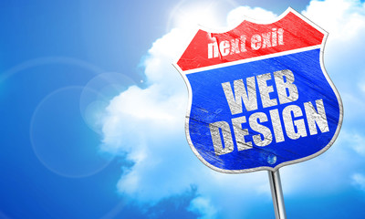 web design, 3D rendering, blue street sign