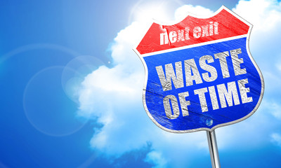 waste of time, 3D rendering, blue street sign