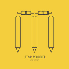 Cricket sport game logotype design concept