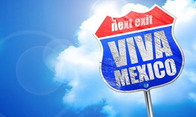 Viva mexico, 3D rendering, blue street sign