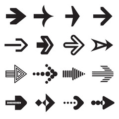 Black arrows isolated on a white background. Vector illustration