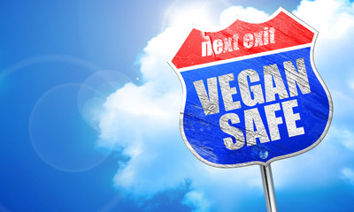 vegan safe, 3D rendering, blue street sign
