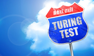 turing test, 3D rendering, blue street sign