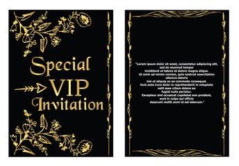 A golden invitation card that can be used for VIP or special guest invitation