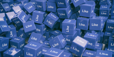 Cubes with word like. 3d illustration