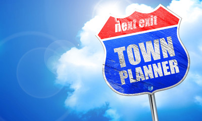 townplanner, 3D rendering, blue street sign