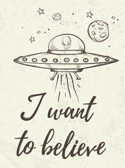 Fantastic background with UFO